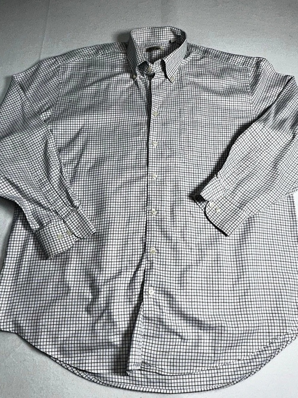 Peter Millar Men's Checkered Button Down White, Blue & Brown XL